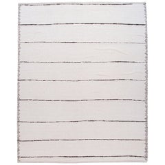 Striped White Modern Moroccan Style Wool Rug