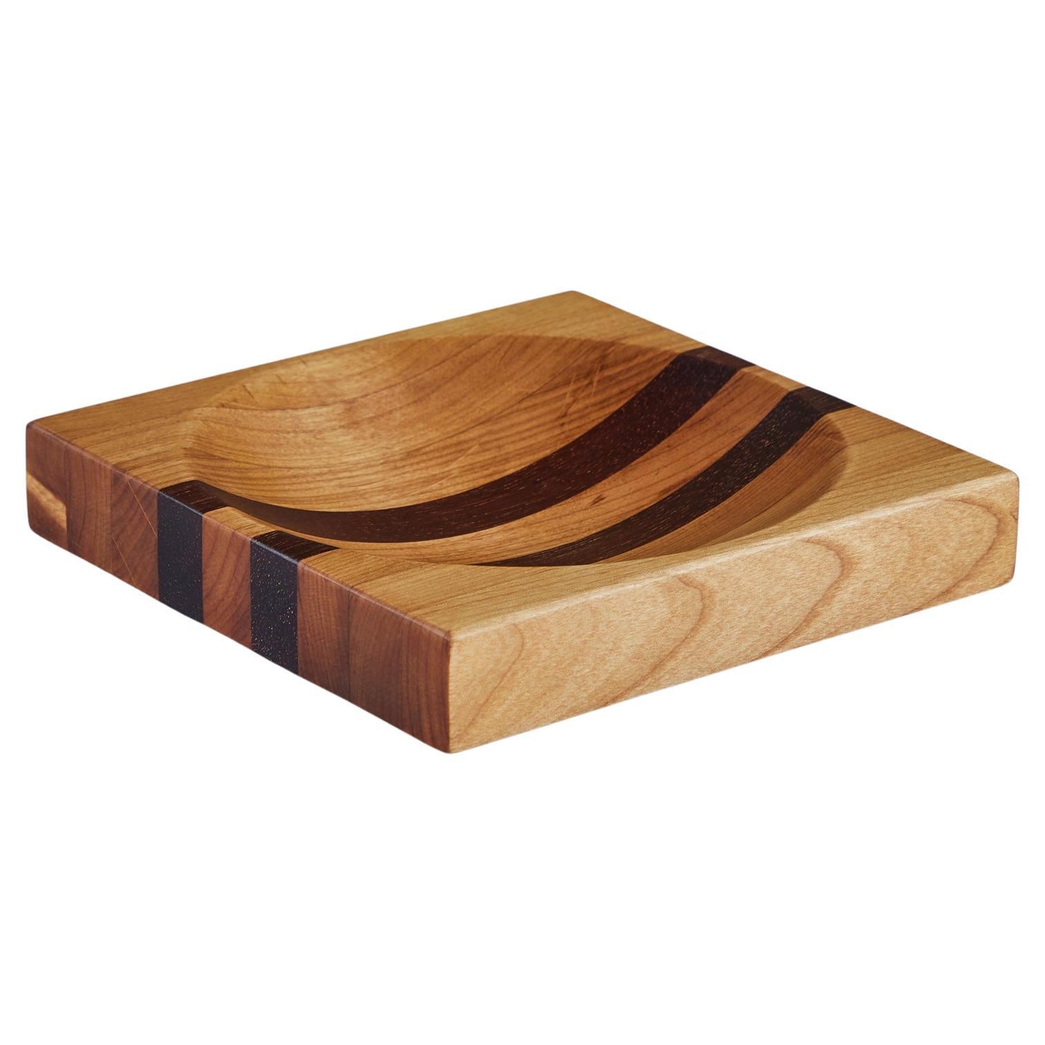 Striped Wood Catchall For Sale