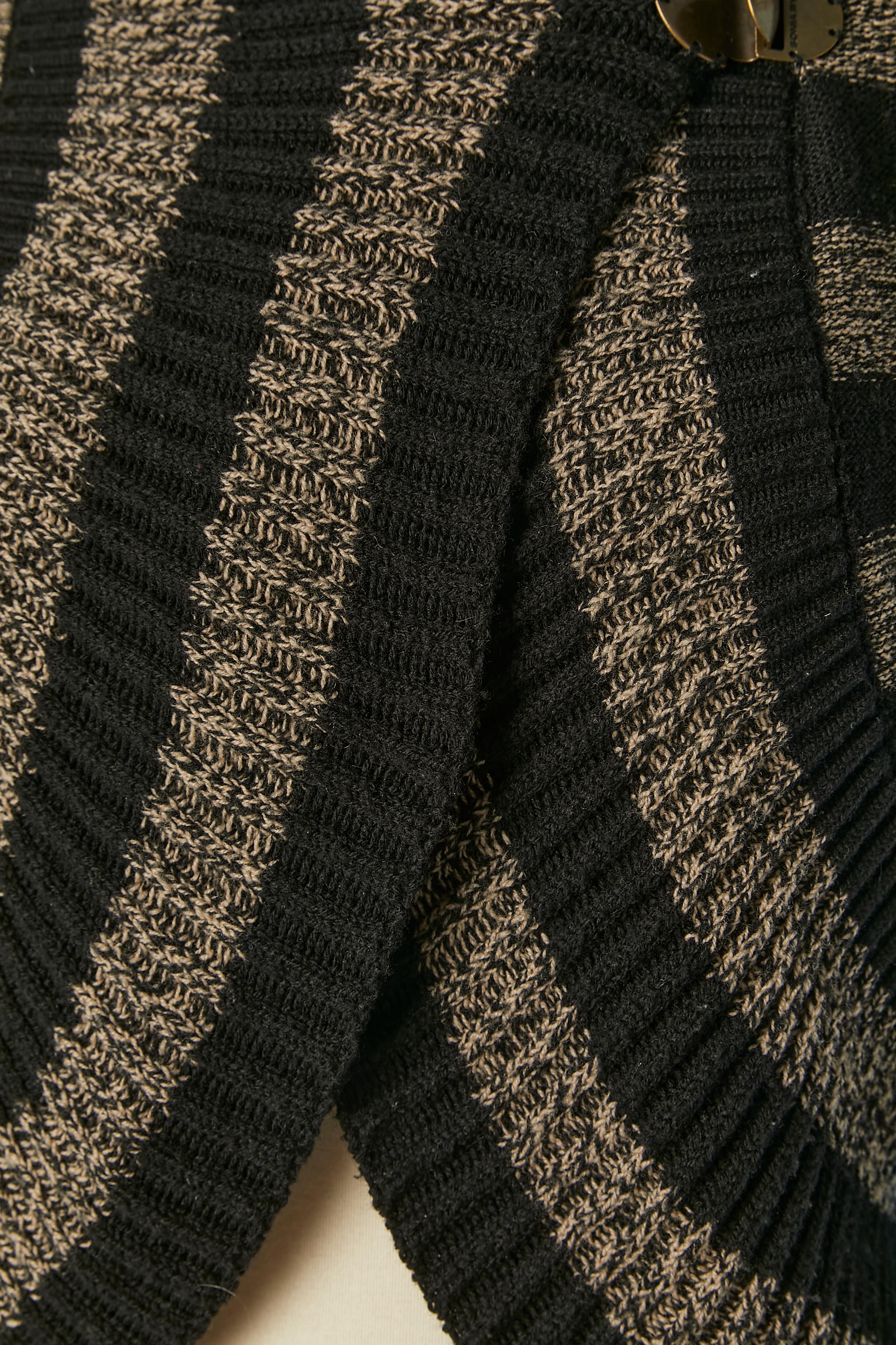 Black Striped wool and cashmere cardigan with branded buckle closure Sonia Rykiel For Sale