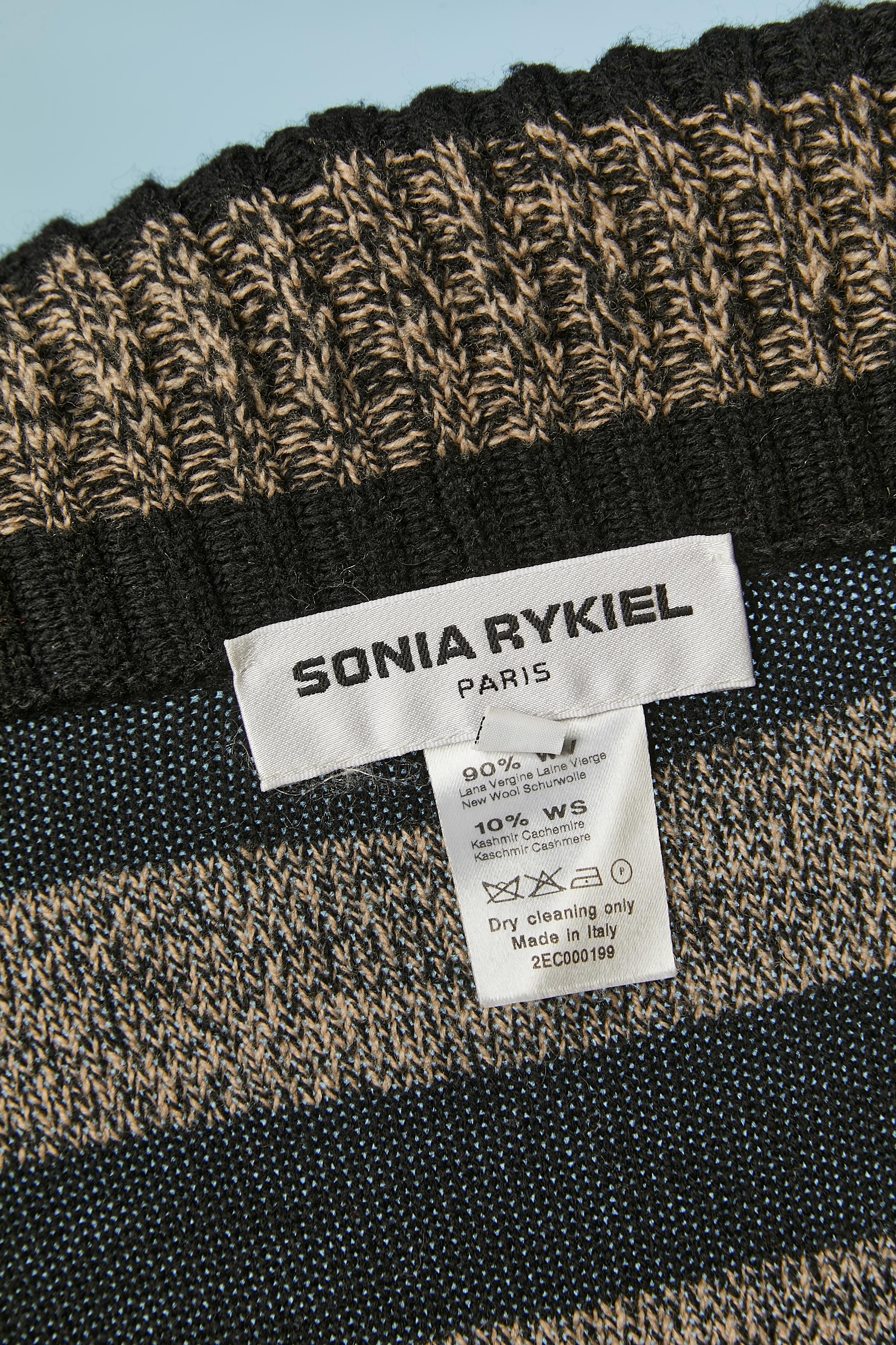 Striped wool and cashmere cardigan with branded buckle closure Sonia Rykiel For Sale 1