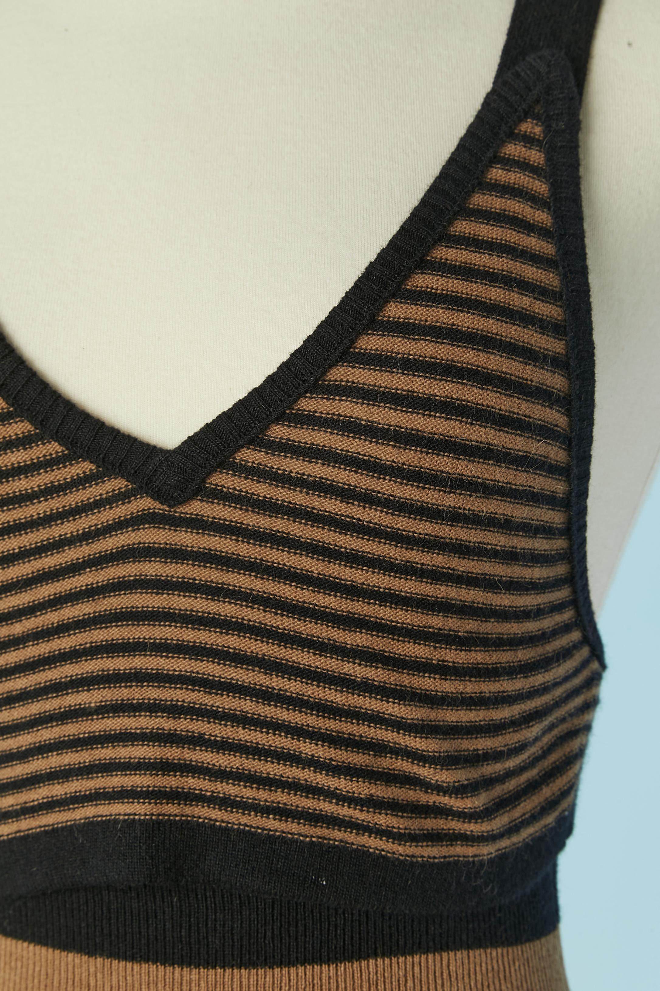 Striped wool knit tank top and knit trouser ensemble. 
SIZE of the trouser on tag :36 (Fr) S 
SIZE of the tank top on tag : 36 (Fr) but fit more likely XS 