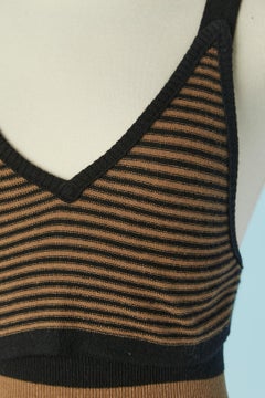 Striped wool knit tank top and knit trouser ensemble SONIA RYKIEL