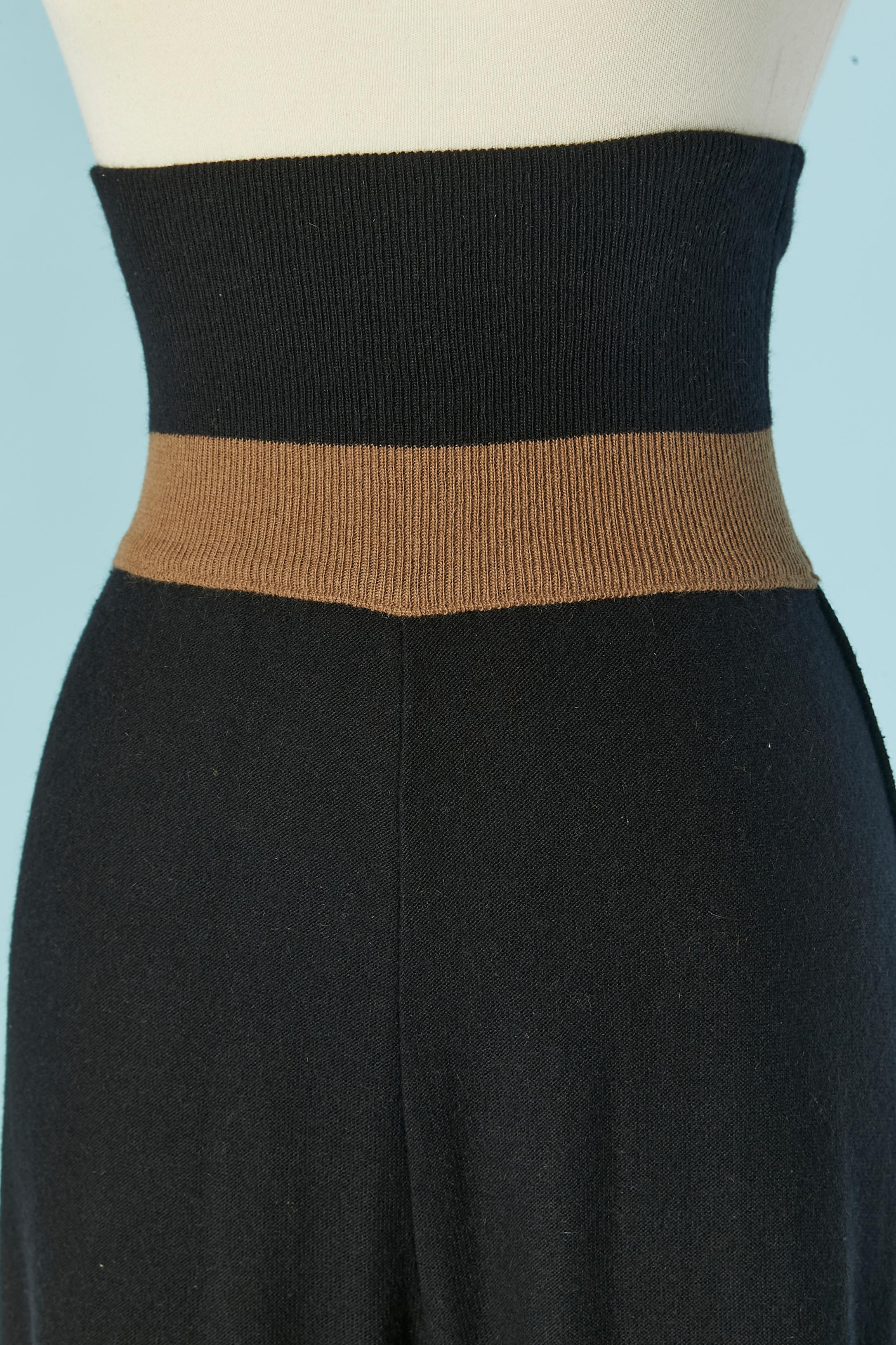 Black Striped wool knit tank top and knit trouser ensemble SONIA RYKIEL For Sale