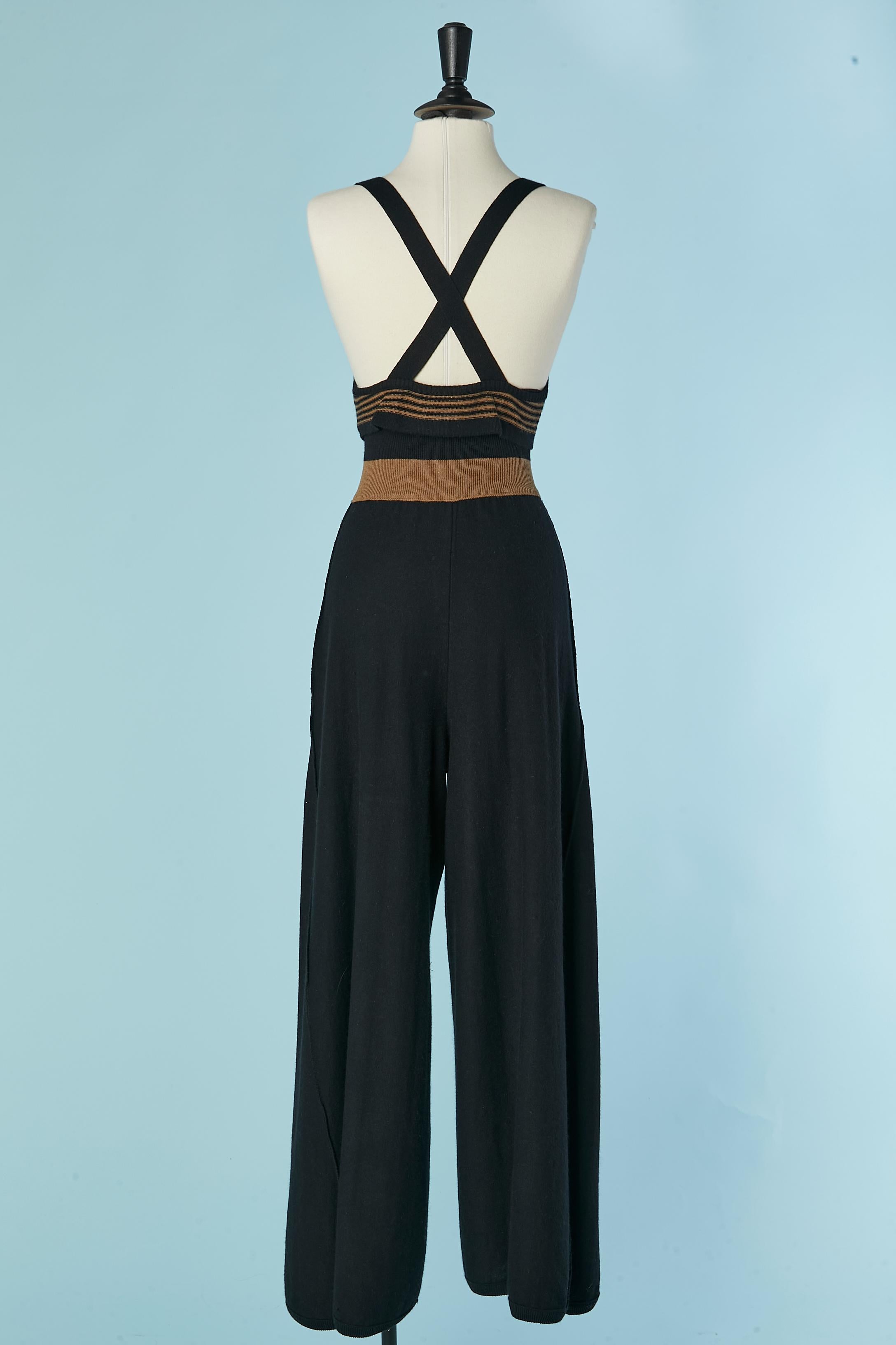 Women's Striped wool knit tank top and knit trouser ensemble SONIA RYKIEL For Sale