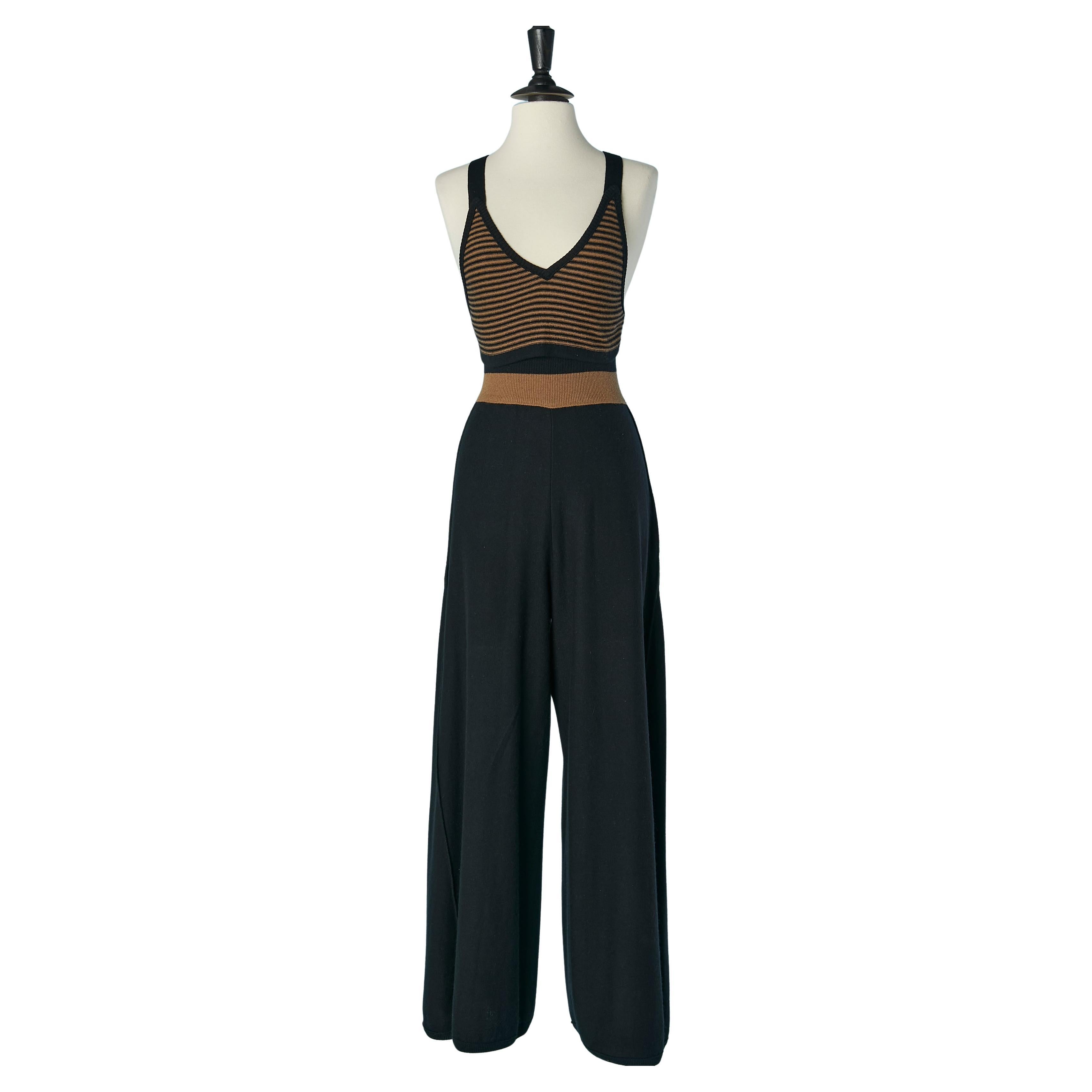 Striped wool knit tank top and knit trouser ensemble SONIA RYKIEL For Sale