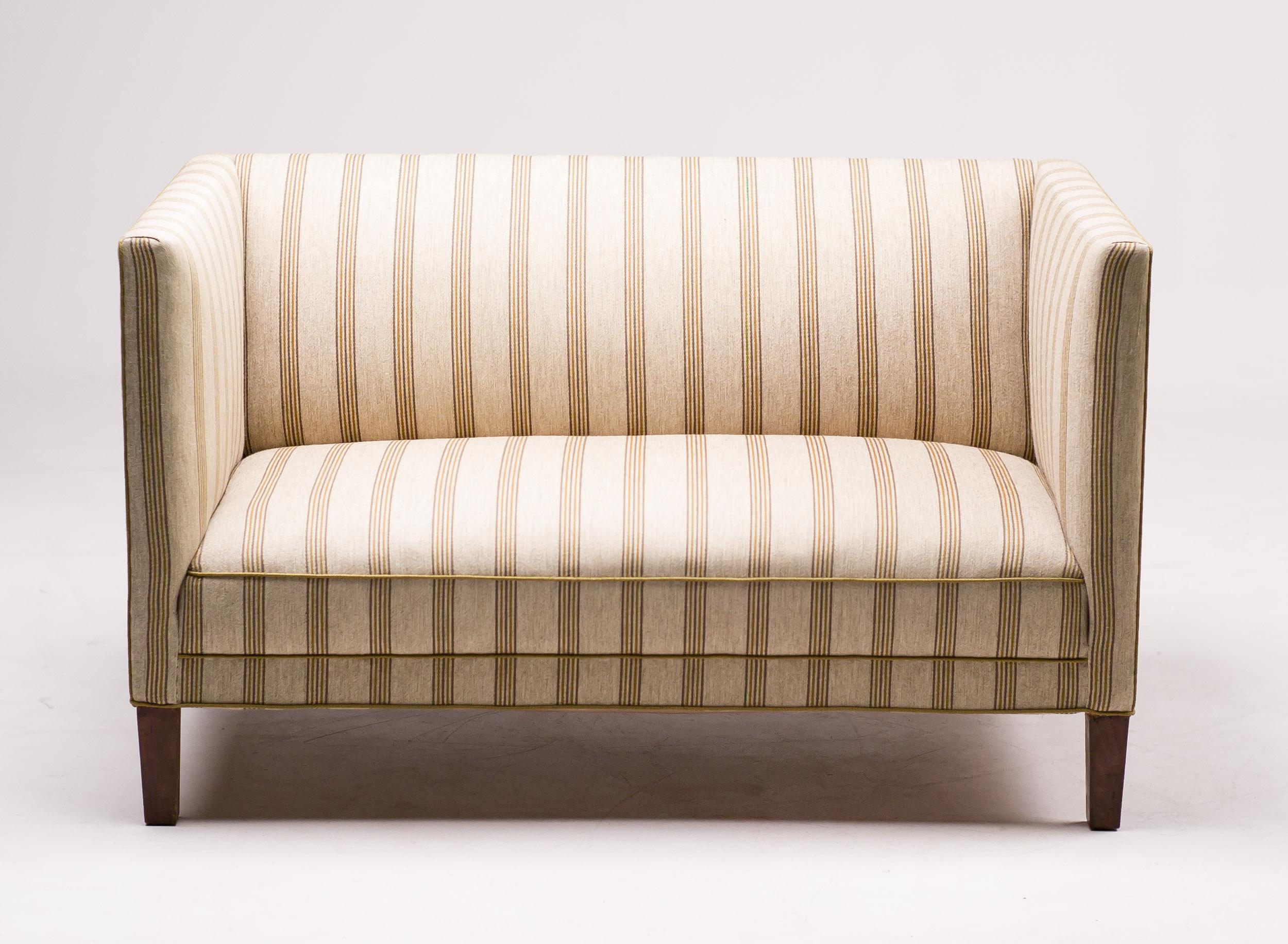 Scandinavian Modern Striped Wool Sofa by Fritz Hansen