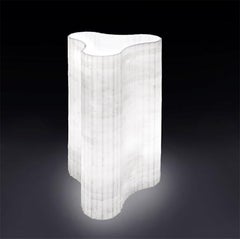 Dekorative Tischlampe „Stripes A1“ aus weißem Afyon-Marmor von Bufalini Design