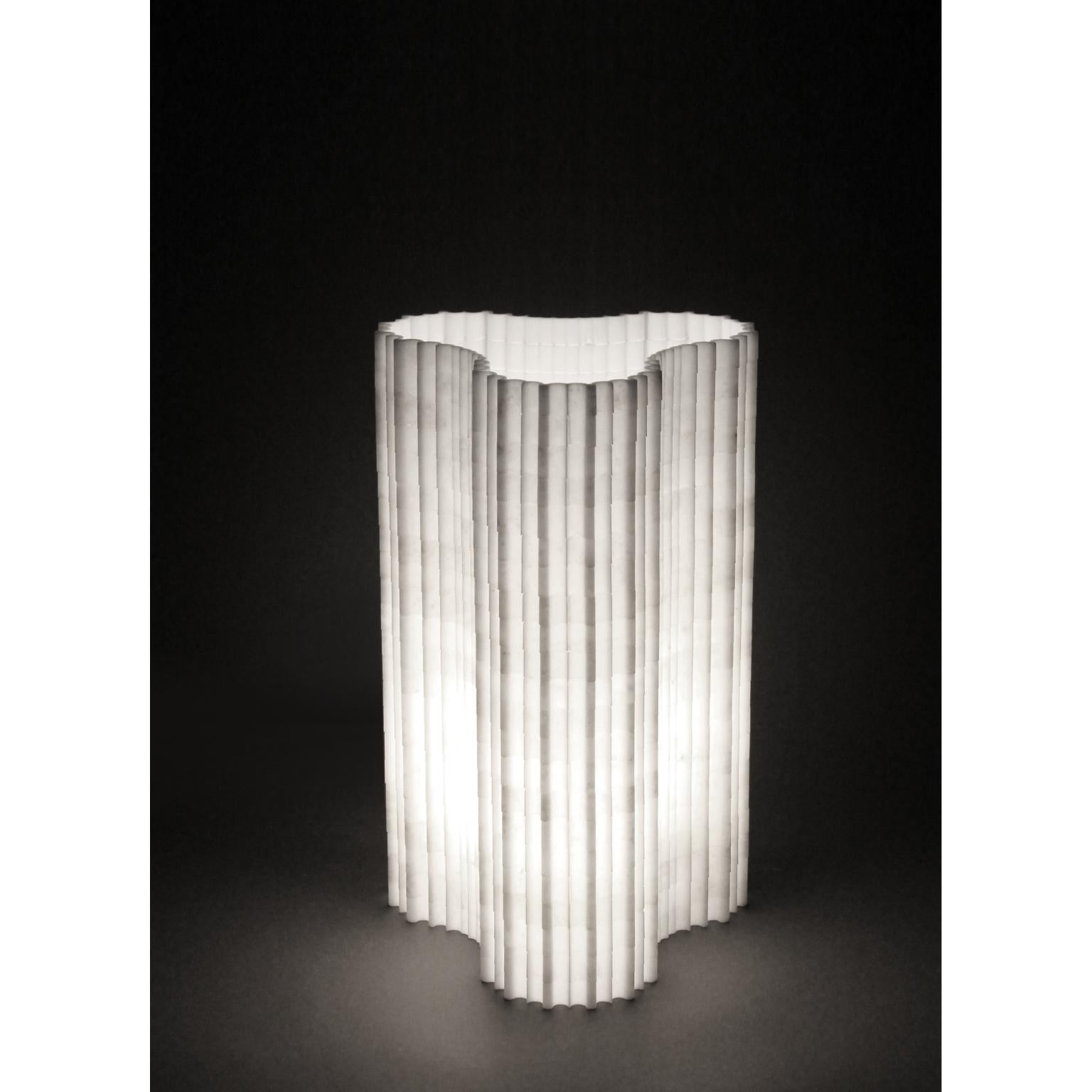 Lampe de table décorative Stripes A1 en marbre blanc Afyon by Bufalini Marmi Neuf - En vente à Geneve, CH