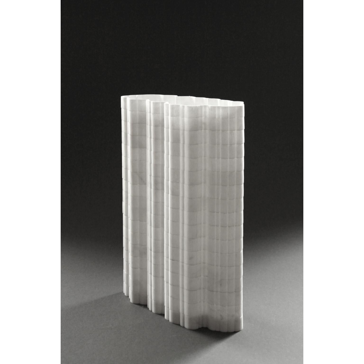 Dekorative Vase Stripes A1 aus Statuario-Marmor von Bufalini Marmi im Angebot 7