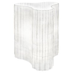 Stripes A2 Decorative Table Lamp in Afyon White Marble by Bufalini Marmi