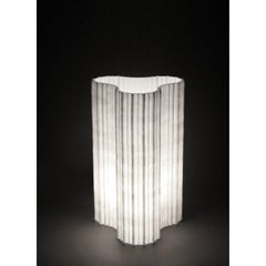Stripes A3 Decorative Table Lamp in Afyon White Marble by Bufalini Marmi