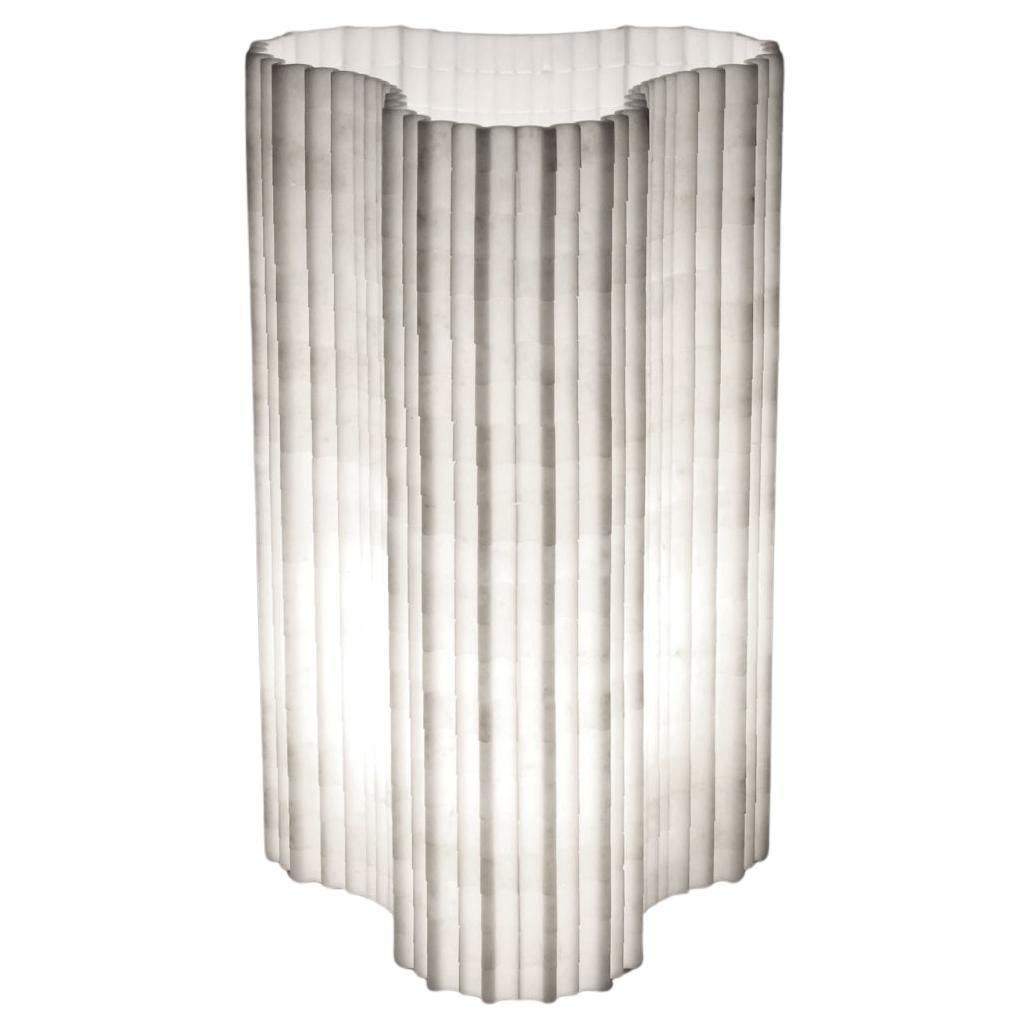 Stripes A3 Decorative Table Lamp in Afyon White Marble by Bufalini Marmi