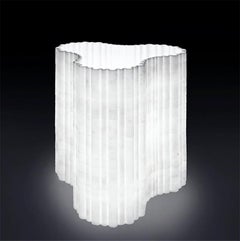 Stripes A4 Decorative Table Lamp in Afyon White Marble by Bufalini Marmi