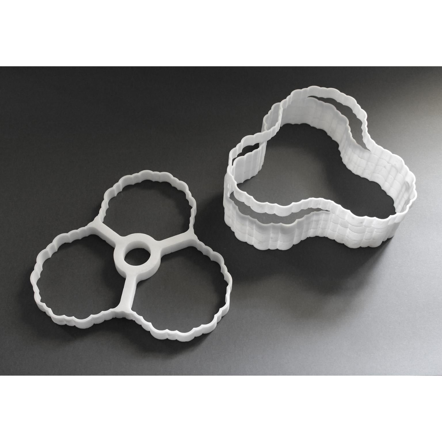 Stripes A5 Decorative Table Lamp in Afyon White Marble by Bufalini Marmi For Sale 8