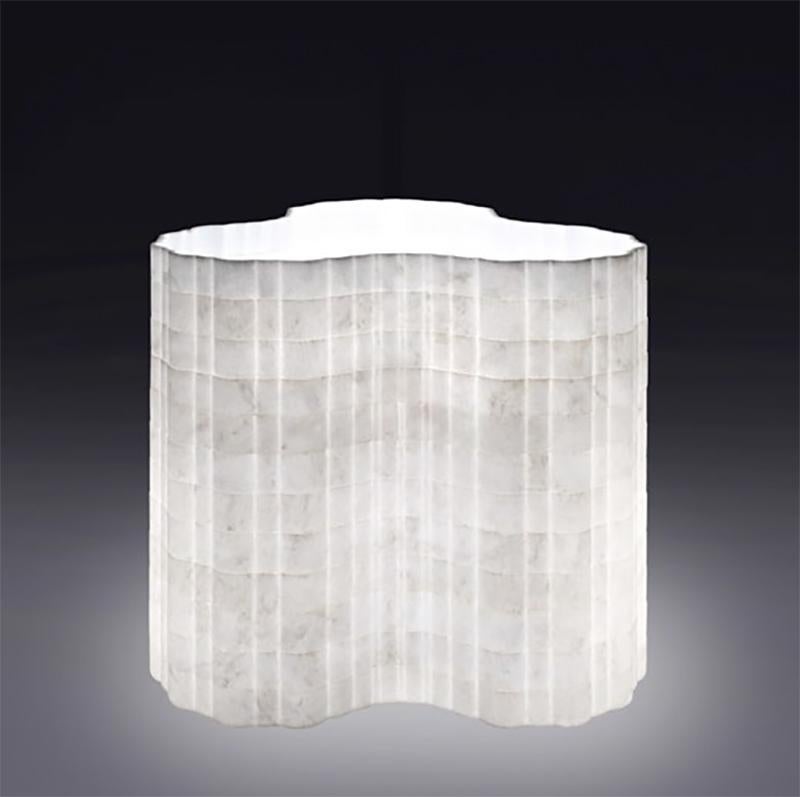 Stripes A5 Decorative Table Lamp in Afyon White Marble by Bufalini Marmi
Dimensions: Ø 30 x H 36 cm. 
Materials: Afyon White marble.

Available in different sizes and shapes. Prices may vary. All our lamps can be wired according to each country. If