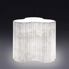 Stripes A5 Decorative Table Lamp in Afyon White Marble by Bufalini Marmi