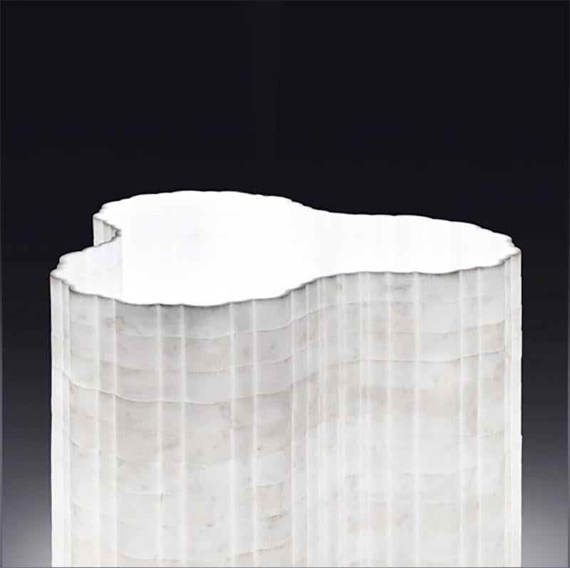 Modern Stripes A5 Decorative Table Lamp in Afyon White Marble by Bufalini Marmi For Sale