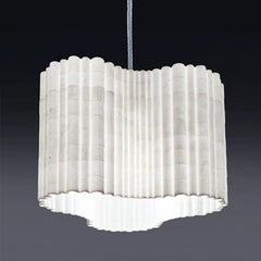 Stripes A6 Decorative Hanging Lamp in Afyon White Marble by Bufalini Marmi