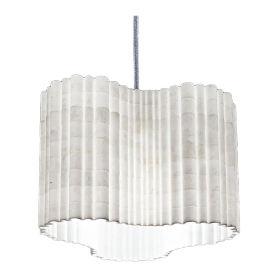 Stripes A6 Decorative Hanging Lamp in Afyon White Marble by Bufalini Marmi
