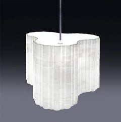 Stripes A7 Decorative Hanging Lamp in Afyon White Marble by Bufalini Marmi