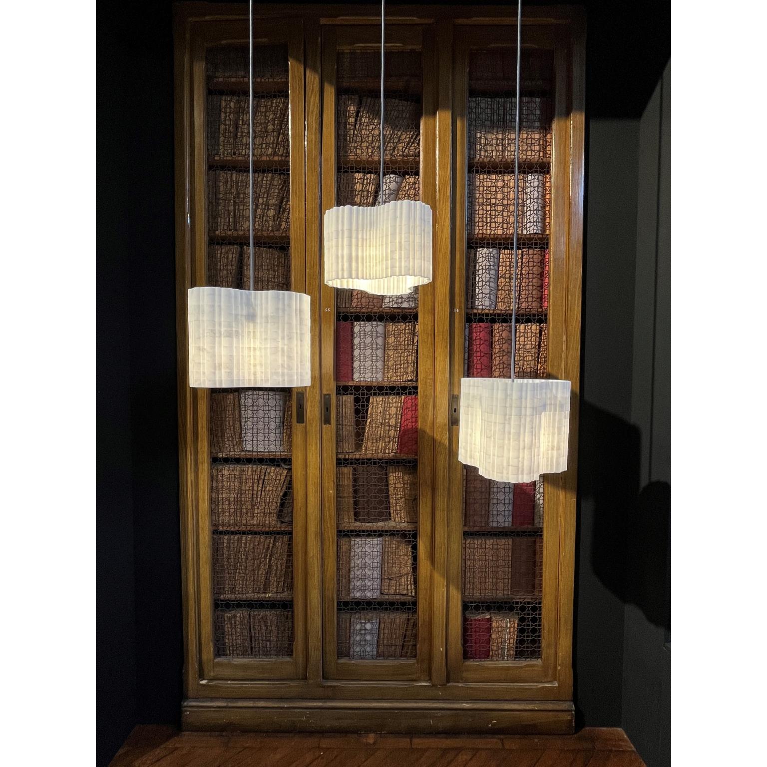 Stripes A8 Decorative Hanging Lamp in Afyon White Marble by Bufalini Marmi For Sale 6