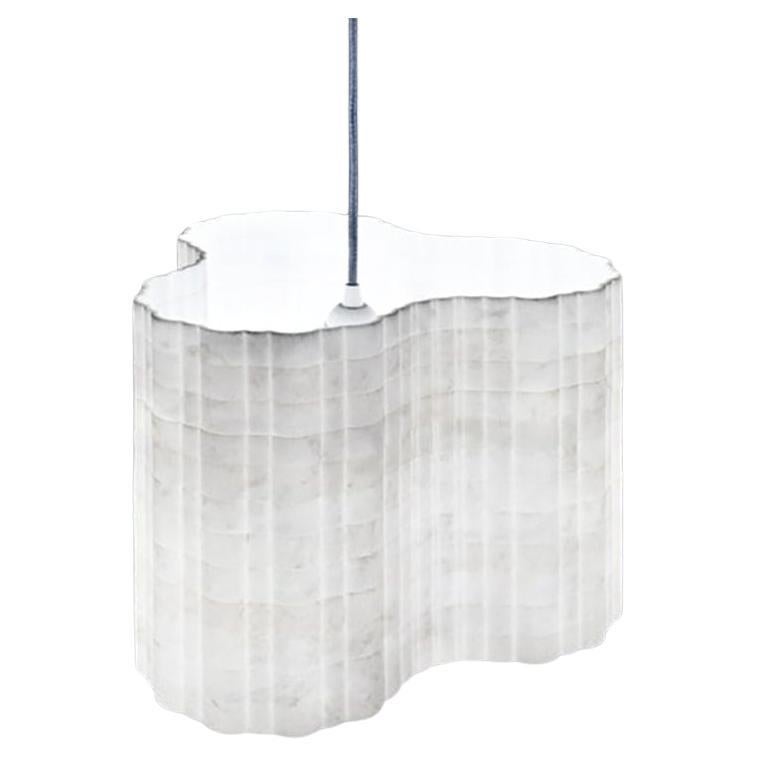 Stripes A8 Decorative Hanging Lamp in Afyon White Marble by Bufalini Marmi