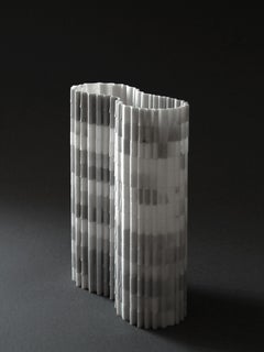Stripes B1 Decorative Vase in Honed Striato Olimpico Marble by Bufalini Design