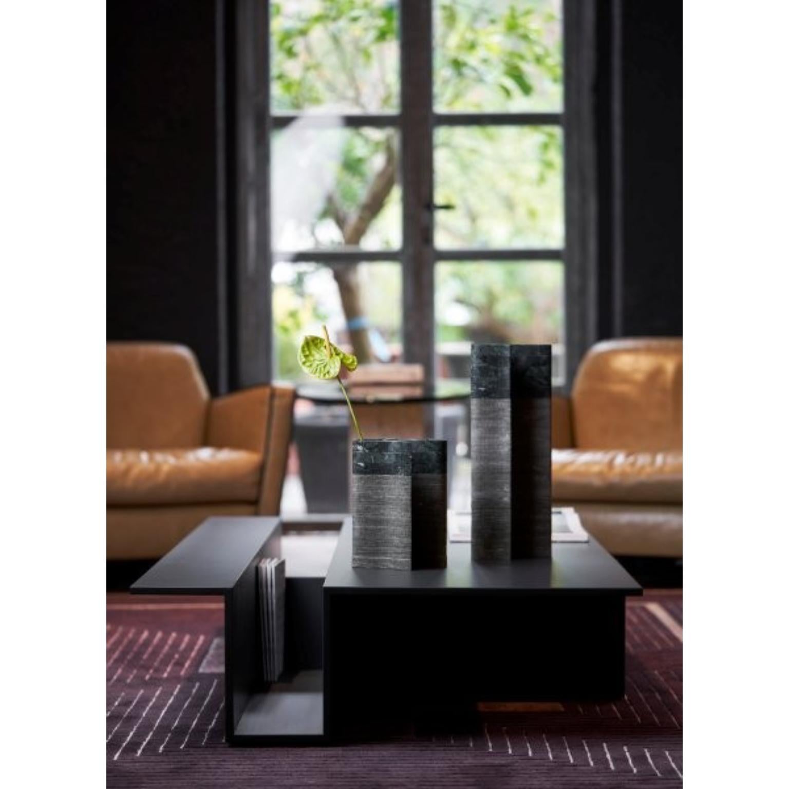 Vase Stripes C1 aus grünem Laguna-Marmor und indischgrünem Marmor von Bufalini Marmi (Moderne) im Angebot