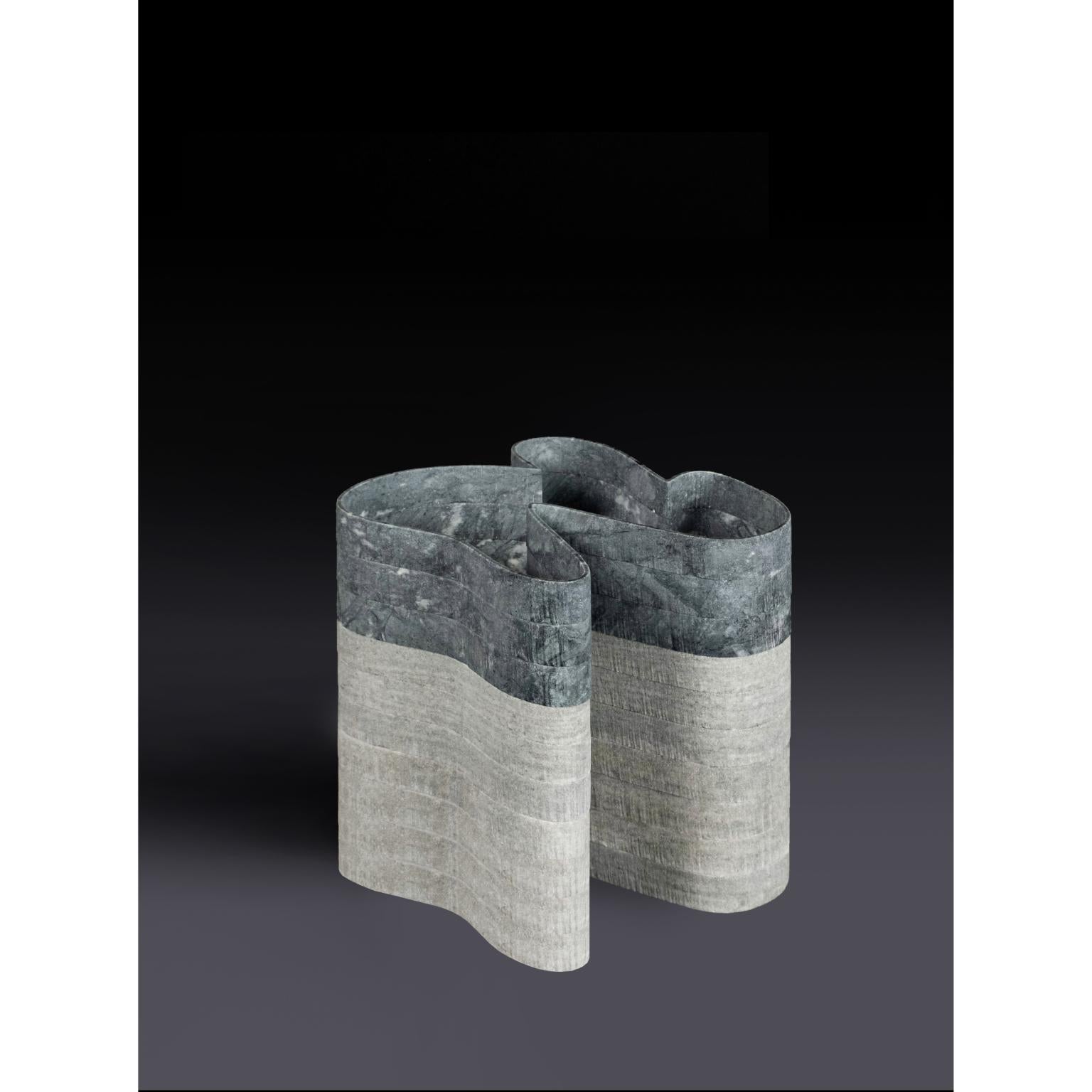 Vase Stripes C2 aus grünem Laguna-Marmor und indischgrünem Marmor von Bufalini Marmi im Angebot 4