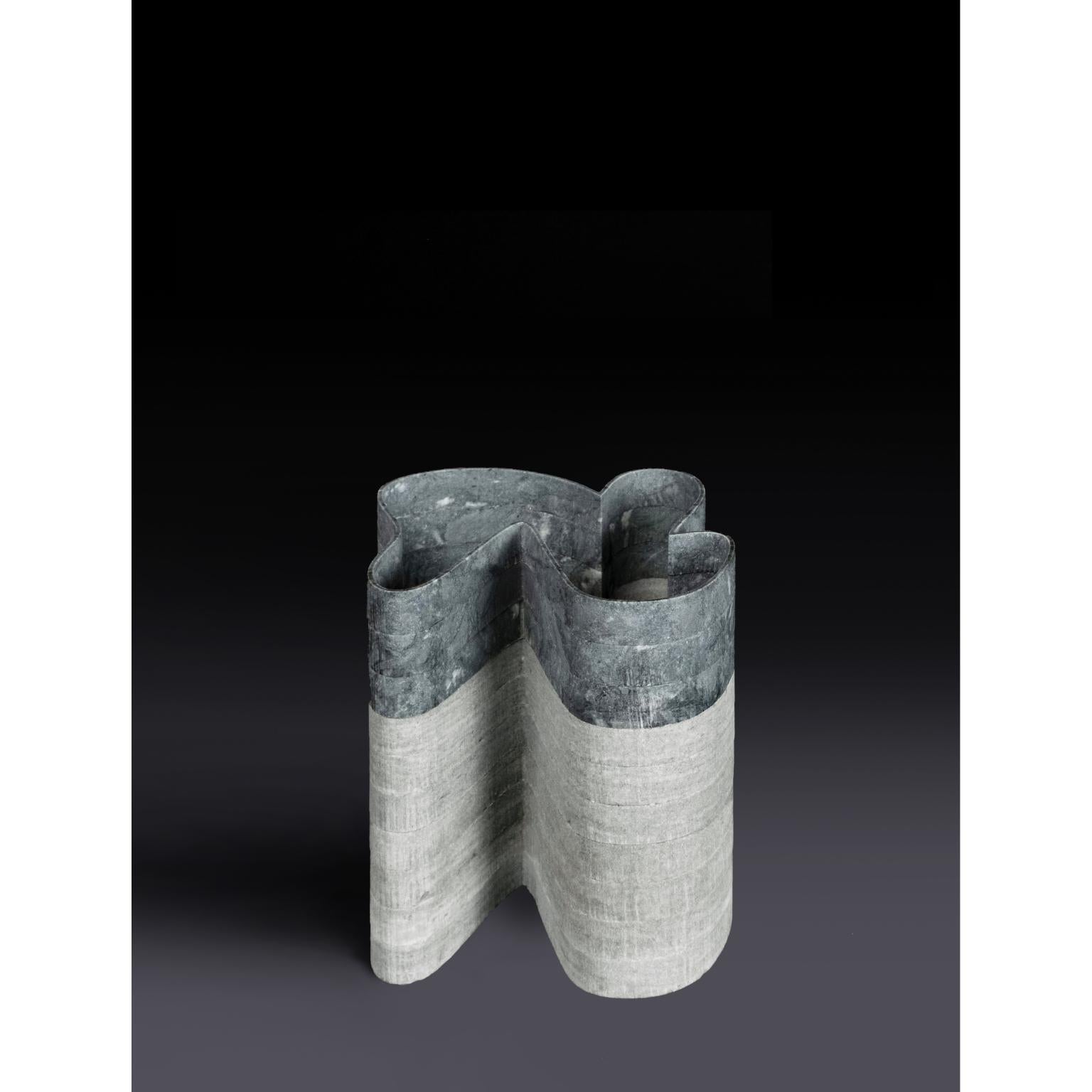 Vase Stripes C2 aus grünem Laguna-Marmor und indischgrünem Marmor von Bufalini Marmi im Angebot 5