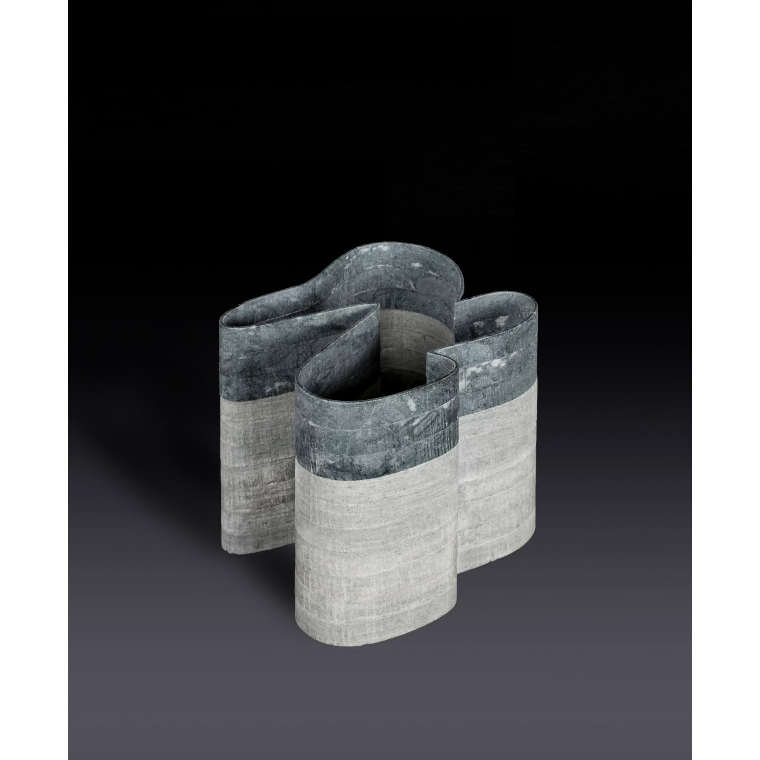 Vase Stripes C2 aus grünem Laguna-Marmor und indischgrünem Marmor von Bufalini Marmi im Angebot 6