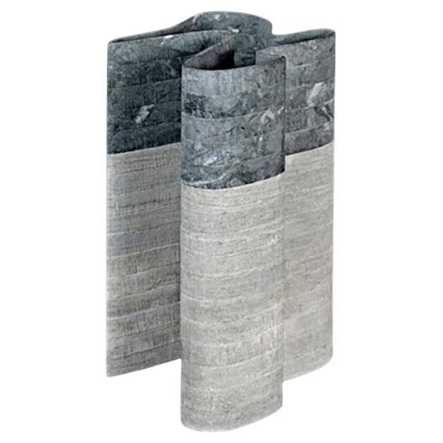 Vase Stripes C2 aus grünem Laguna-Marmor und indischgrünem Marmor von Bufalini Marmi im Angebot