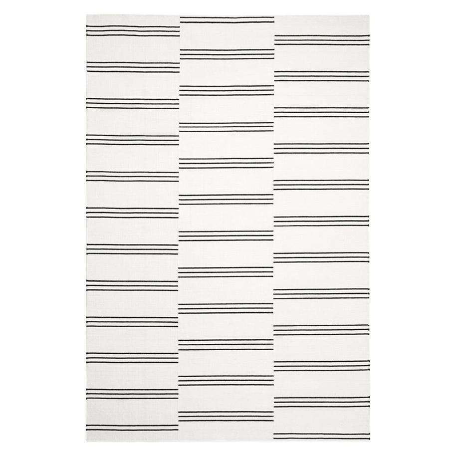 Stripes Cream/Black Rug, Modern Dhurrie/Kilim Rug in Scandinavian Design