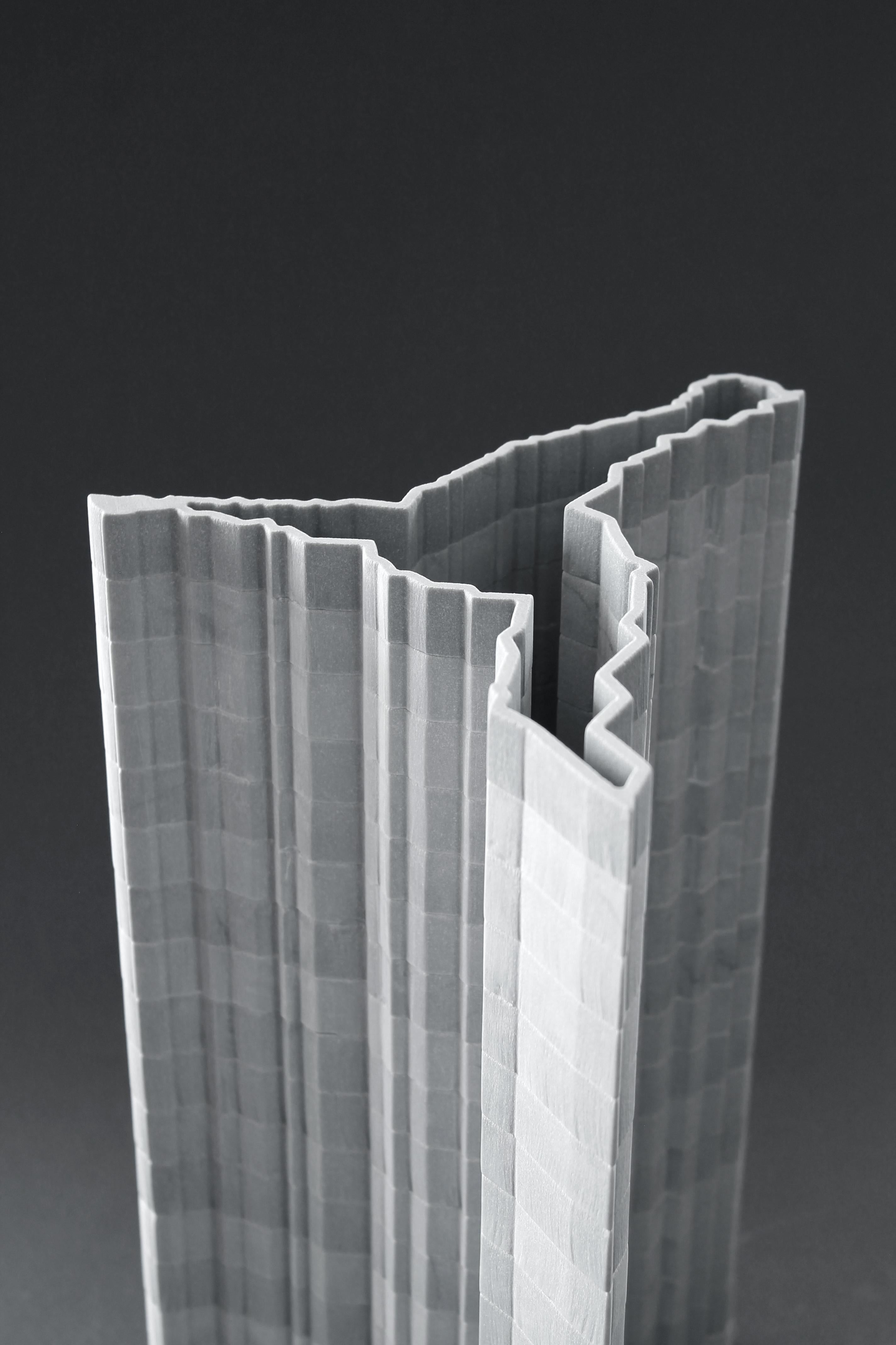 Dekorative Vase Stripes D1 aus Bardiglio-Marmor von Bufalini Marmi (Moderne) im Angebot