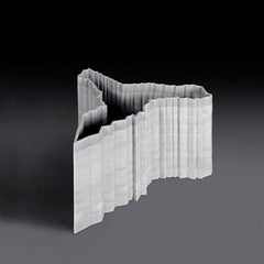 Stripes D3 Decorative Vase in Bardiglio Marble by Bufalini Marmi