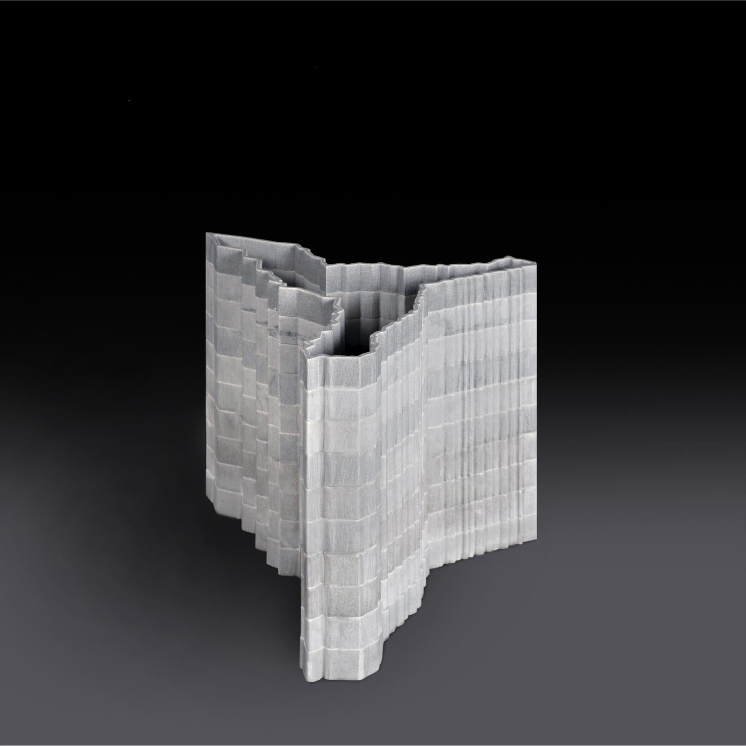 Dekorative Vase Stripes D5 aus Bardiglio-Marmor von Bufalini Marmi im Angebot 3