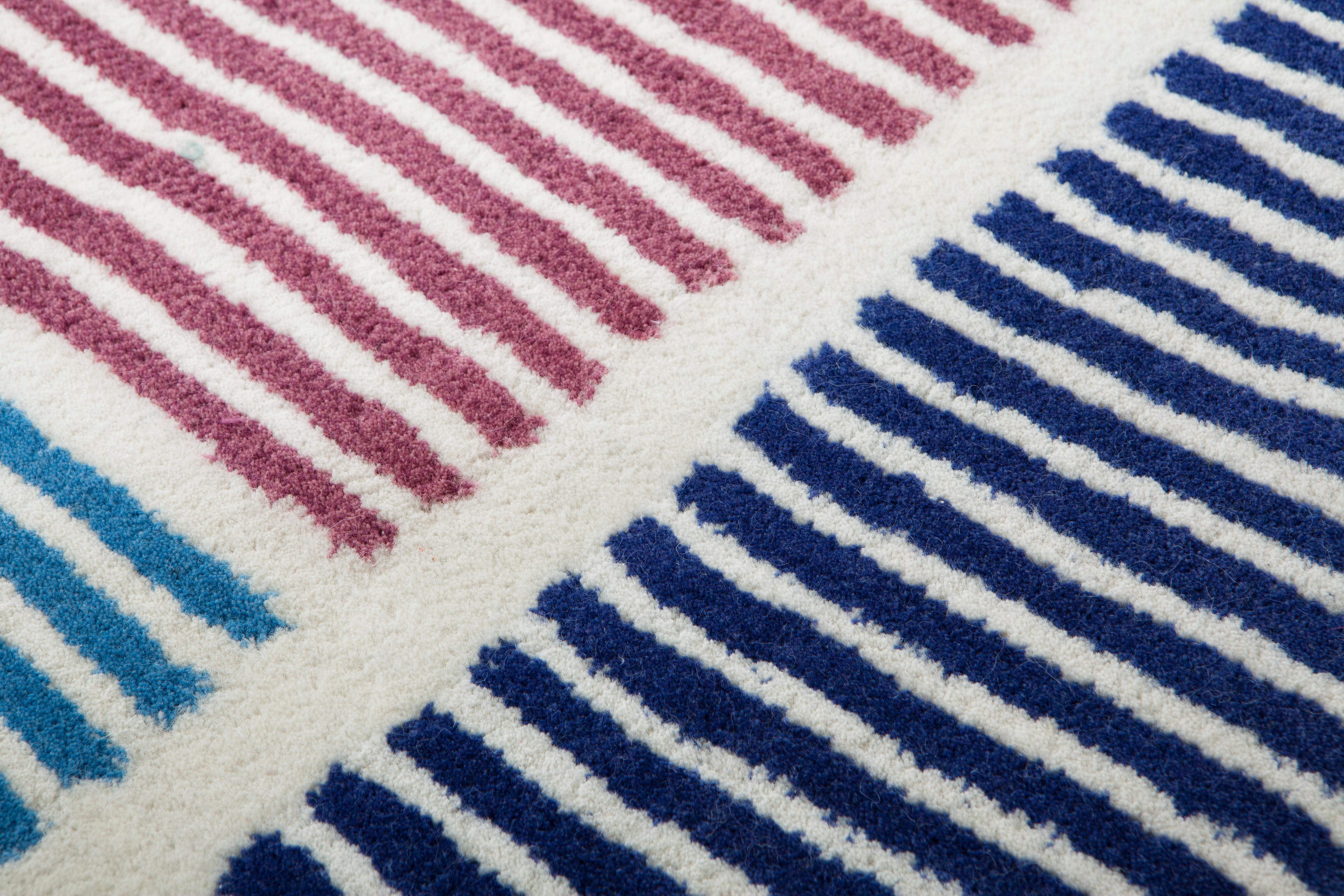 Modern Stripes, Handtufted, Wool, Aoi Huber Kono For Sale