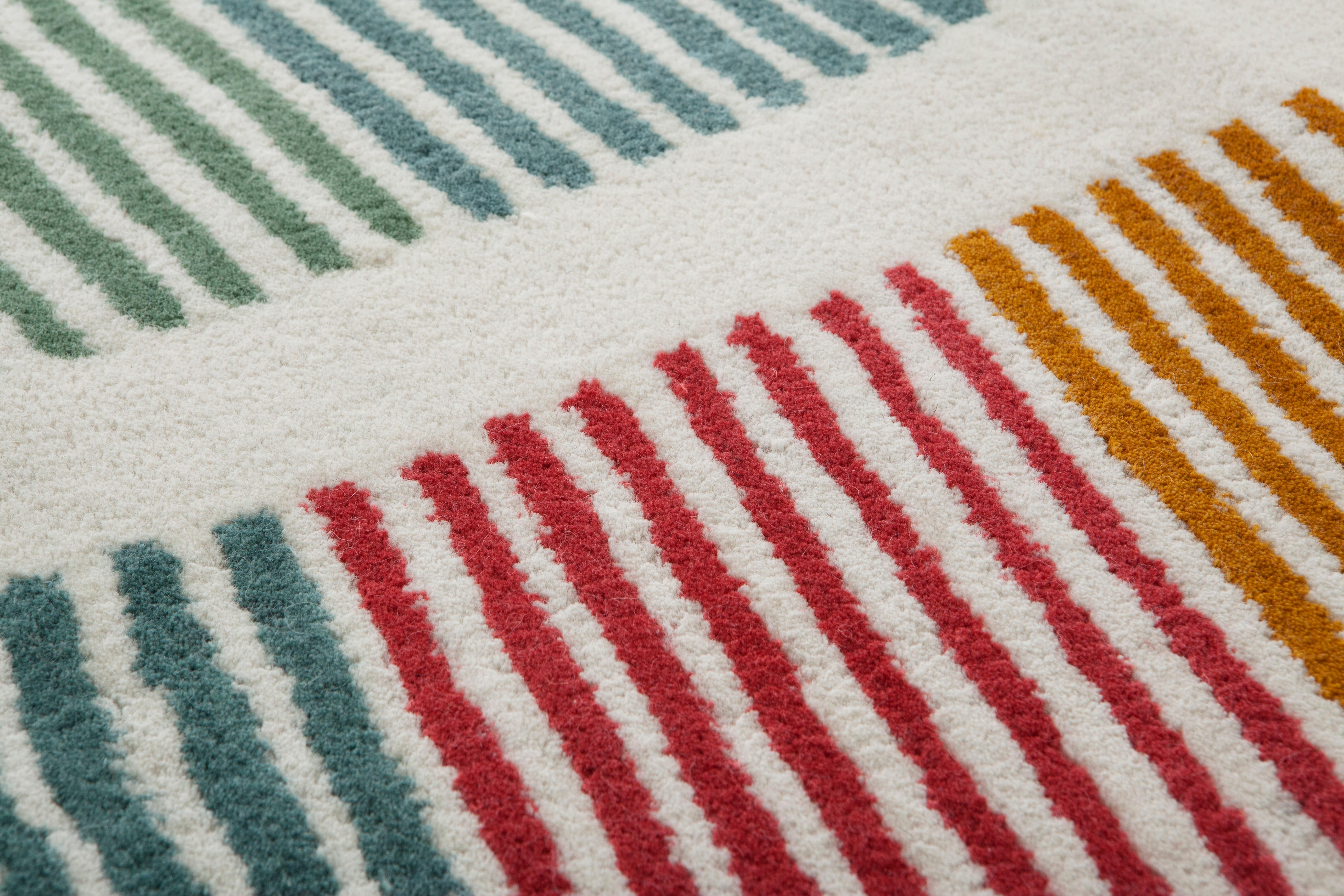 Contemporary Stripes, Handtufted, Wool, Aoi Huber Kono For Sale