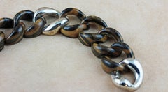 Gliederarmband mit Streifen aus Holz 925 Silber