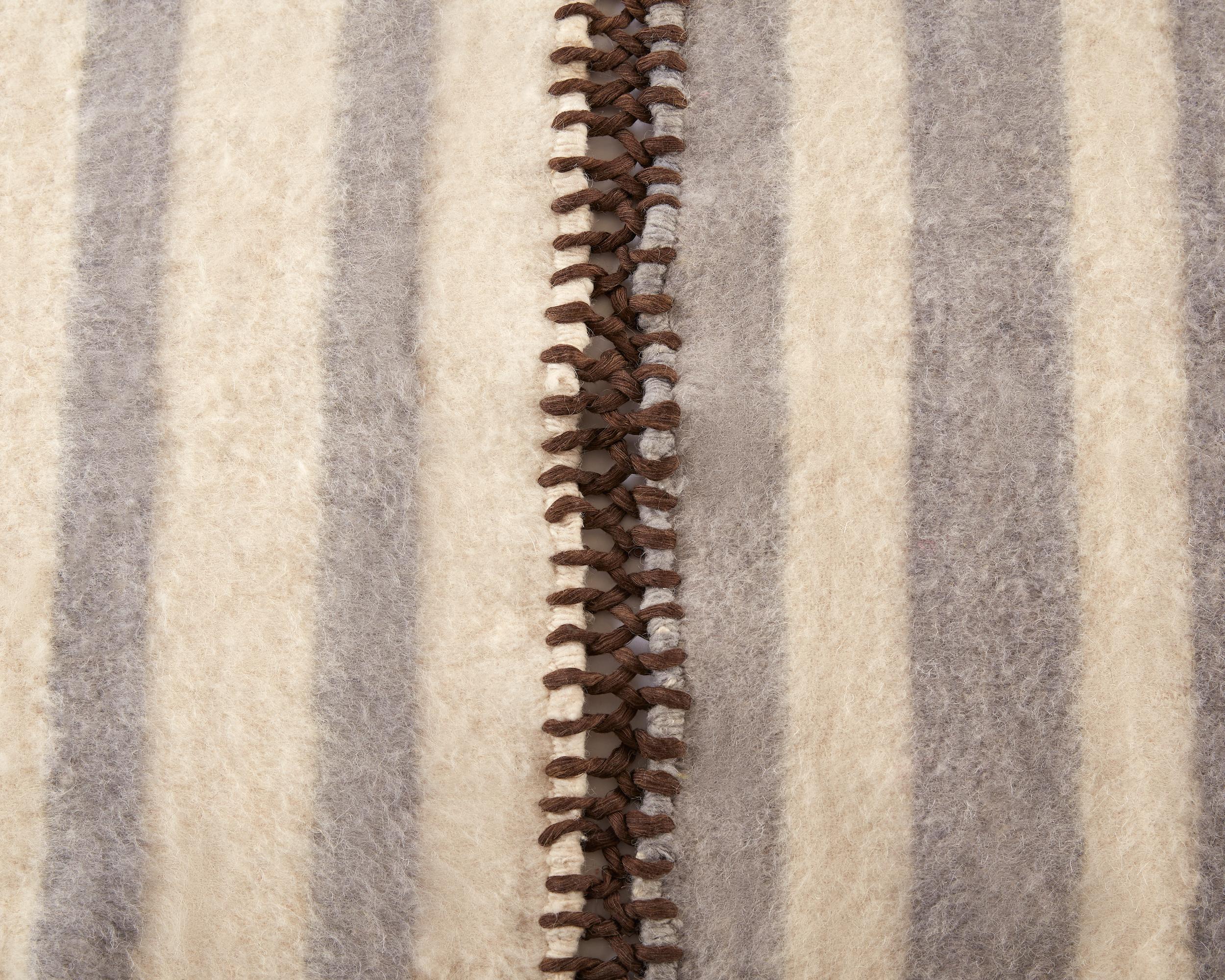 The Stripe Wool Blanket is part of our newest homeware collection. It is made on an artisanal floor loom, using cotton and natural wool sourced from Momostenango, Guatemala. Each color is hand dyed. It is an accessory perfect to keep you warm or