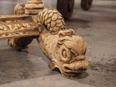 Stripped 19th Century French Oak Renaissance Style Table with Marble Top