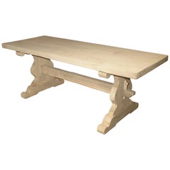 Stripped and Bleached Oak Monastery Style Table from France, circa 1900
