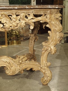 Stripped and Parcel Paint French Rococo Style Center Table with Rouge Marble Top