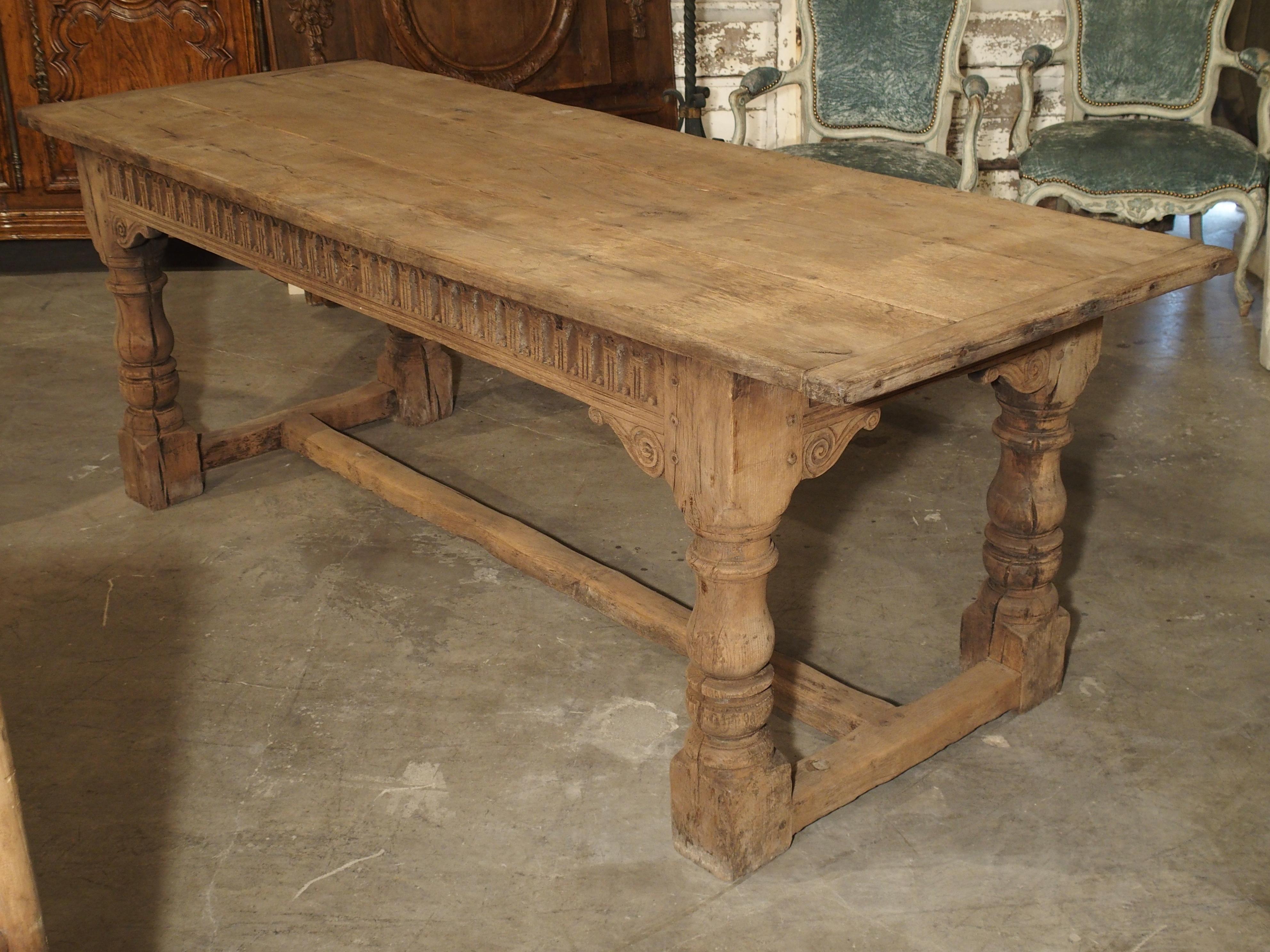 Stripped Antique Oak Jacobean Style Refectory Table from England, 19th Century 9