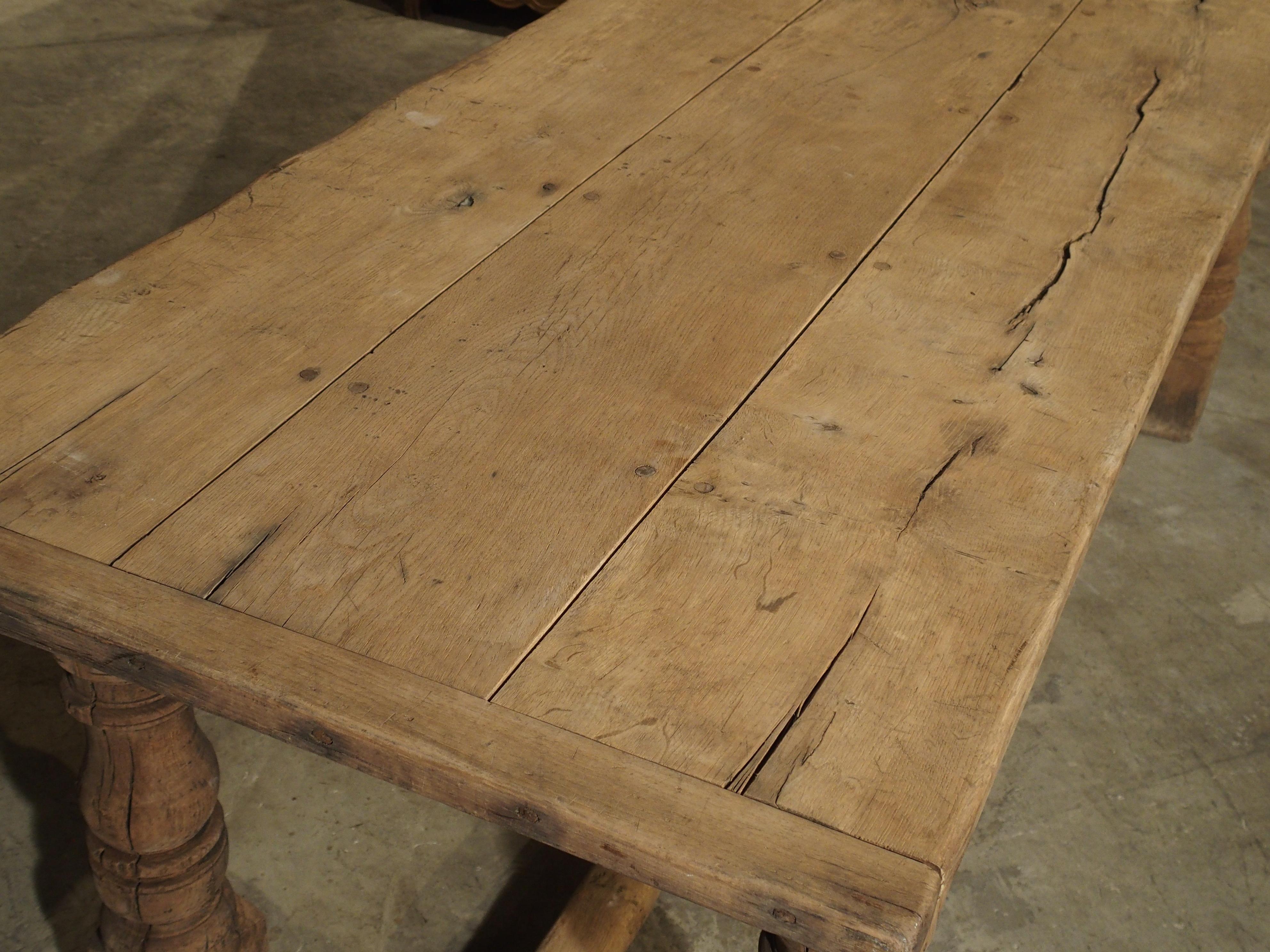 Stripped Antique Oak Jacobean Style Refectory Table from England, 19th Century 10