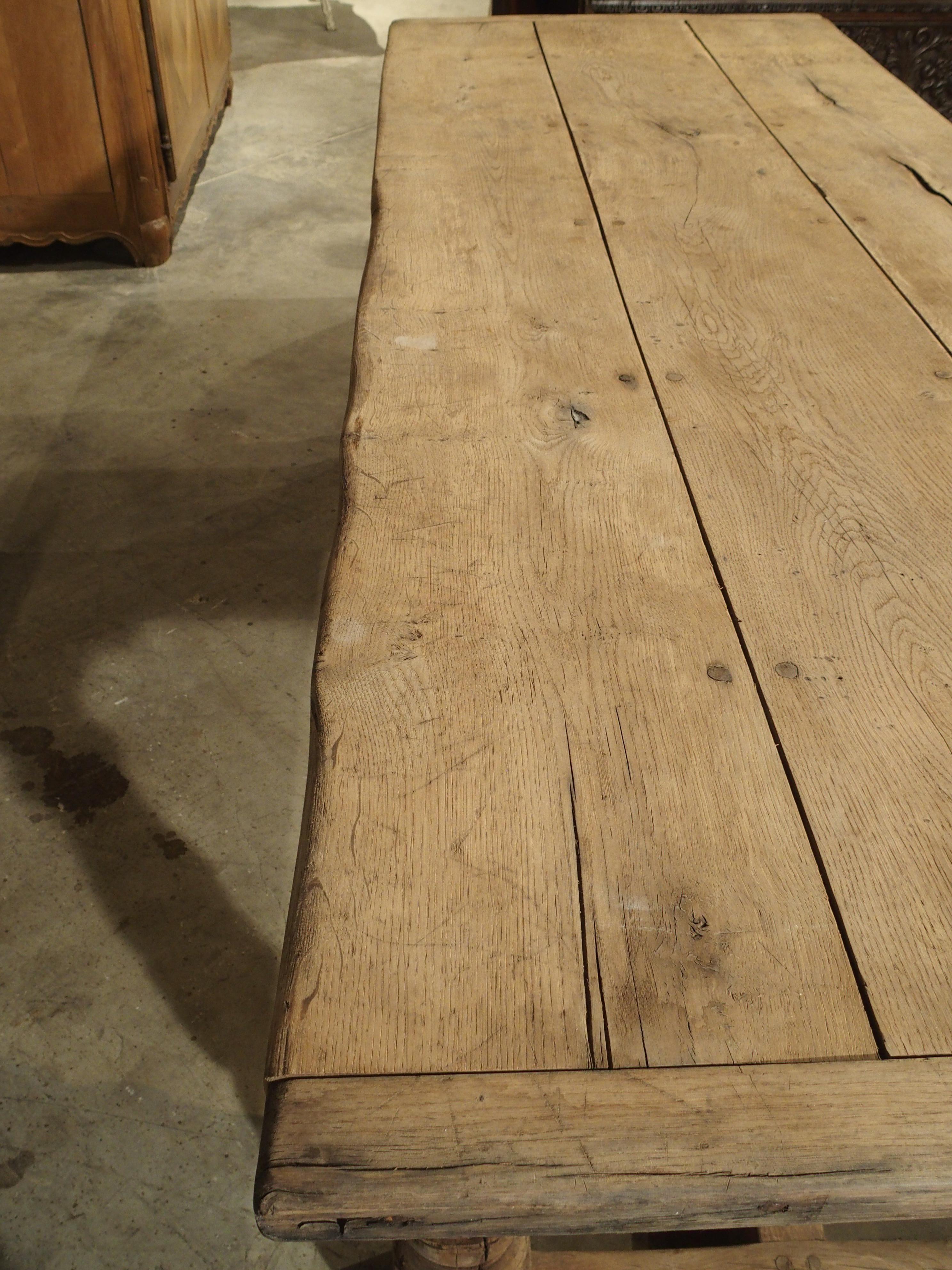 Stripped Antique Oak Jacobean Style Refectory Table from England, 19th Century 11