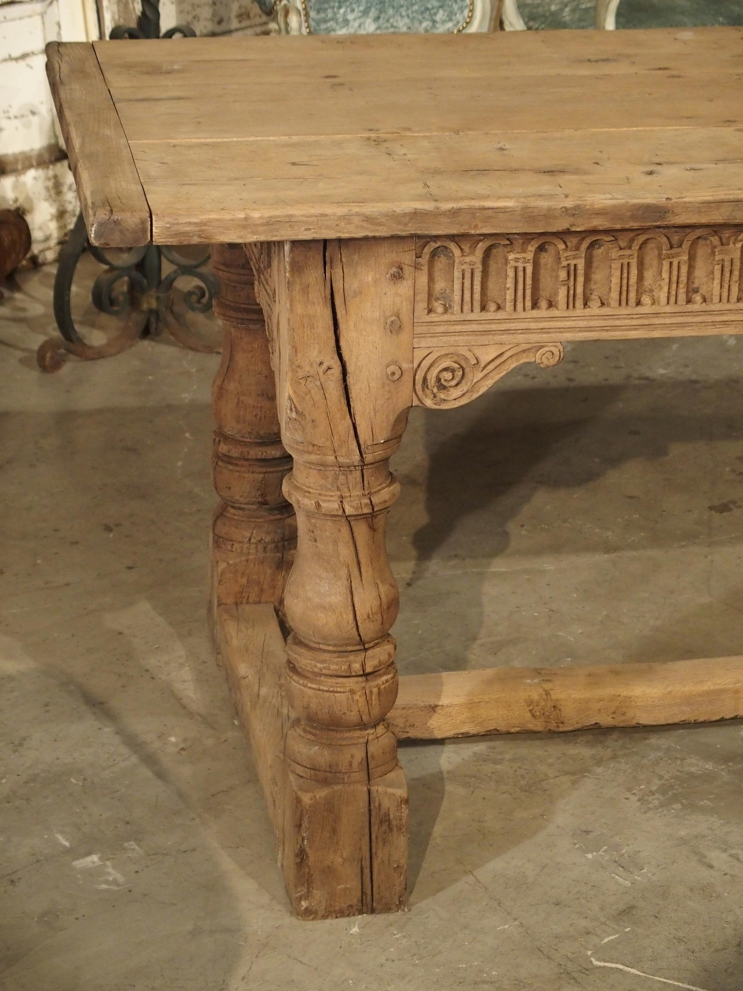 Stripped Antique Oak Jacobean Style Refectory Table from England, 19th Century 13