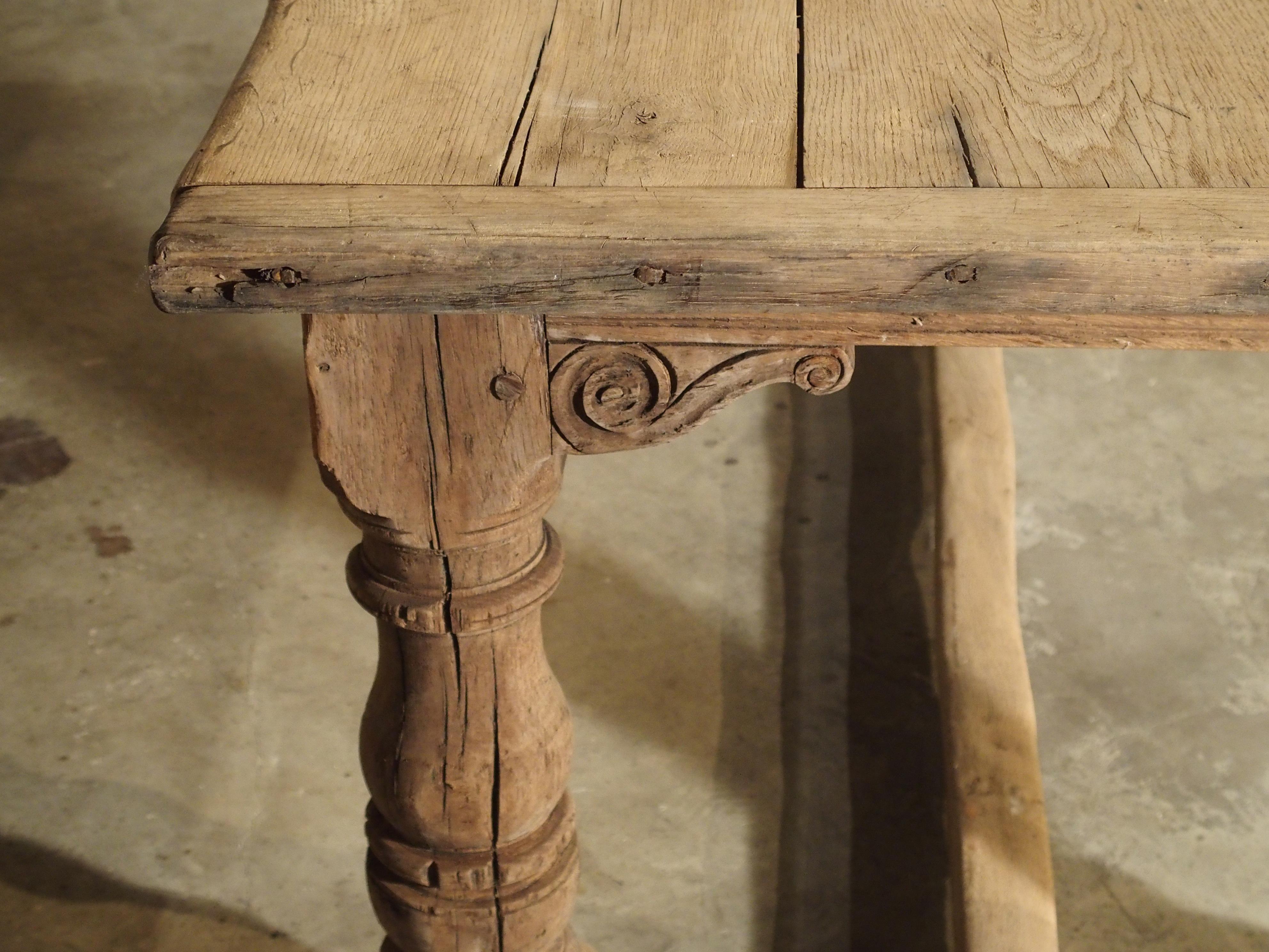 British Stripped Antique Oak Jacobean Style Refectory Table from England, 19th Century