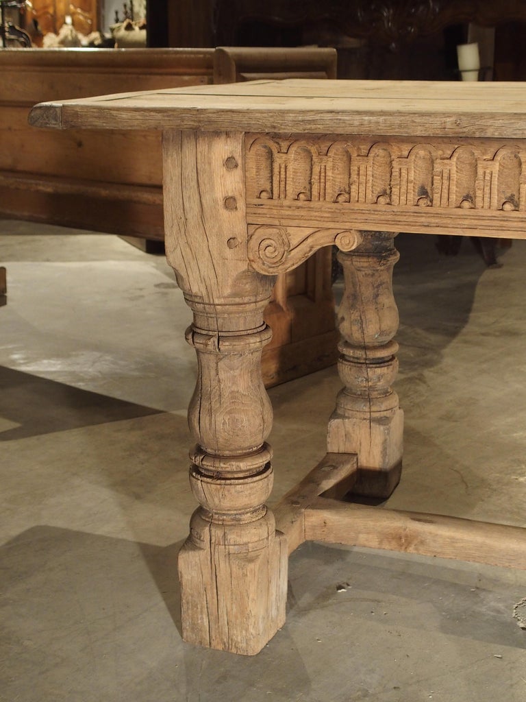 Stripped Antique Oak Jacobean Style Refectory Table from England, 19th