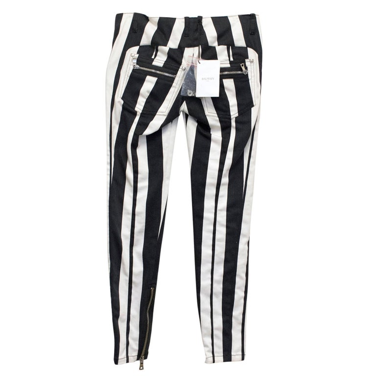 Balmain Striped Skinny Jeans - Size US 4 at 1stDibs